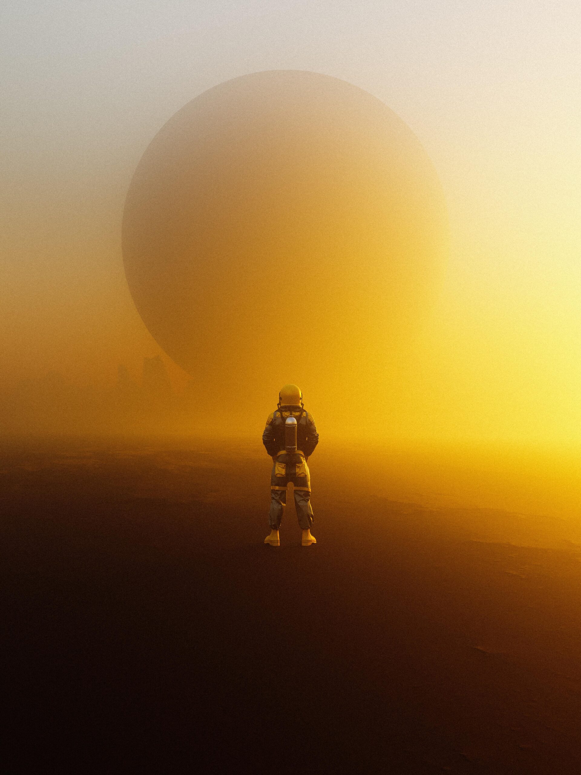 astronaut in front of the planet
