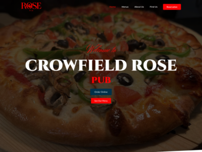 Crowfield Rose Pub Homepage Screenshot