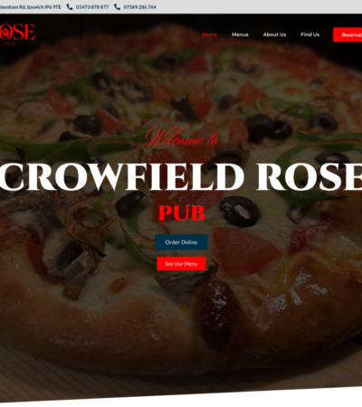 Crowfield Rose Pub Homepage Screenshot